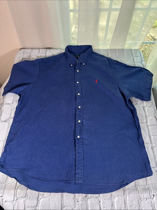 Ralph Lauren Other - Ralph Lauren Linen Button Up Shirt Mens Navy Blue Casual size XXL